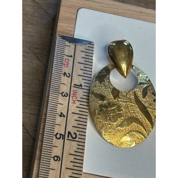 Elegant Teardrop Doorknocker Gold Tone Dangle Earrings - Picture 6 of 8